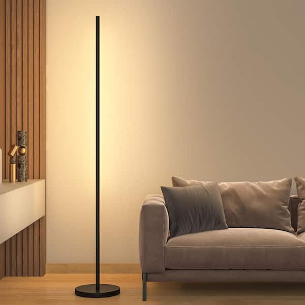 BIBIVIS 67 in. 360° Black Rotating Head Standard LED Corner Floor