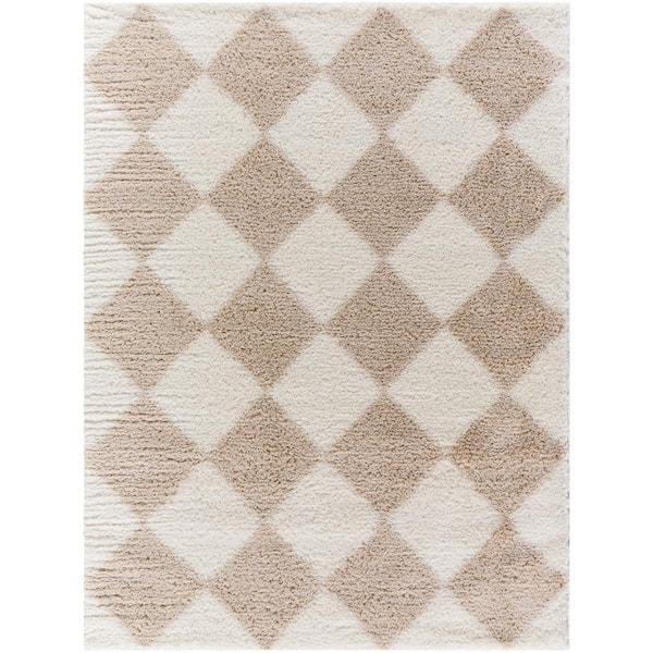 Cloudy Shag Beige/Ivory 5 ft. x 7 ft. Modern Indoor Area Rug