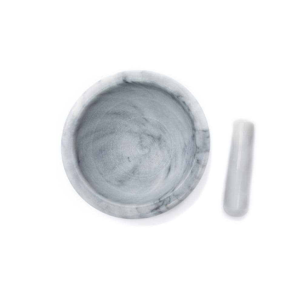 Large White Marble Mortar and Pestle for Kitchen