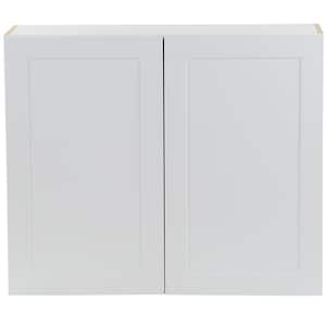 Cambridge White Shaker Assembled All Plywood Wall Cabinet with 2 Soft Close Doors (36 in. W x 12.5 in. D x 30 in. H)