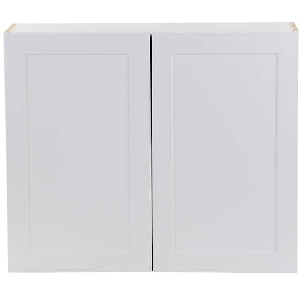Hampton Bay Cambridge White Shaker Assembled All Plywood Wall Cabinet with 2 Soft Close Doors (36 in. W x 12.5 in. D x 30 in. H)