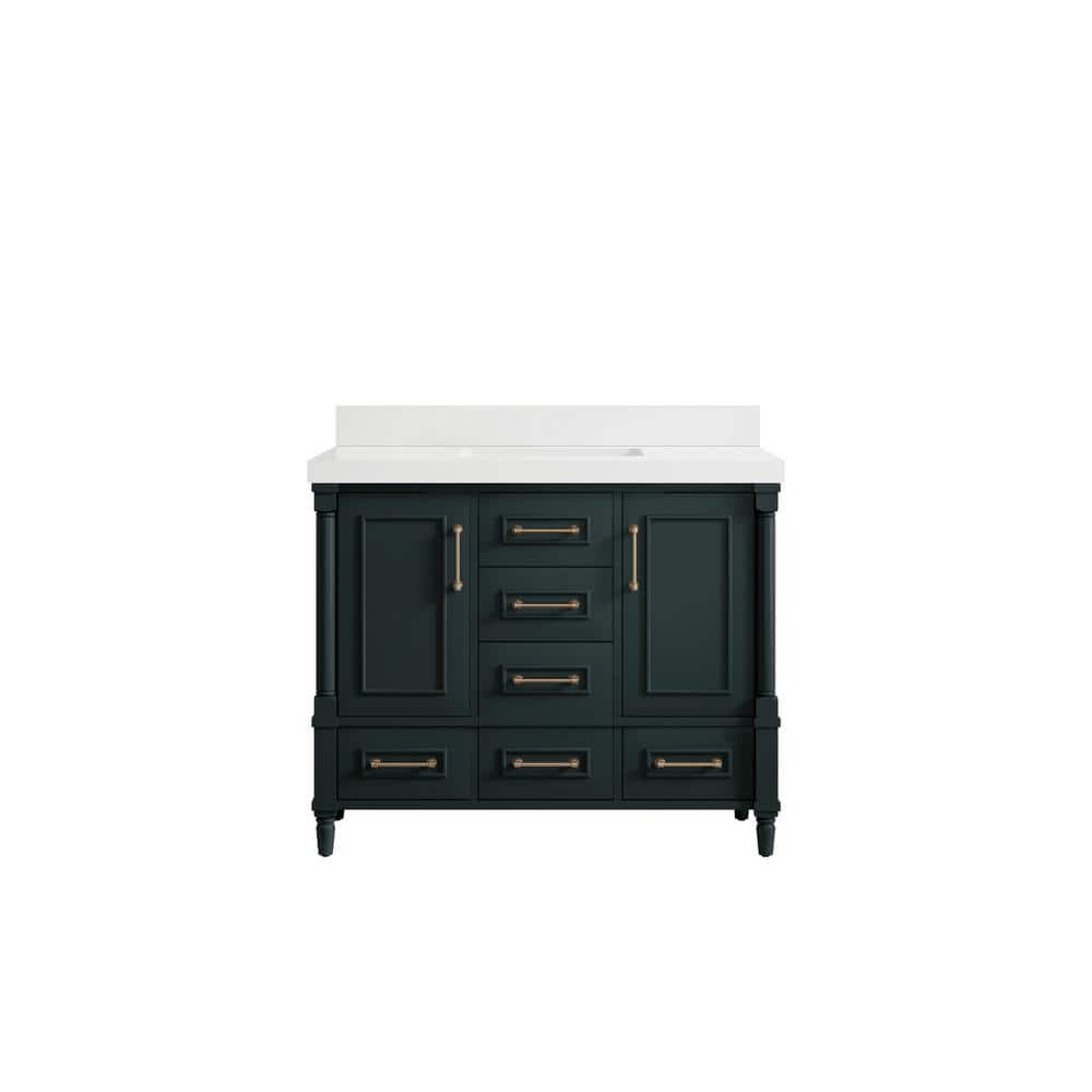Hudson 42 in. W x 22 in. D x 36 in. H Bath Vanity in Dark Green with 2 in. White Quartz Top price history on PriceWatchPro