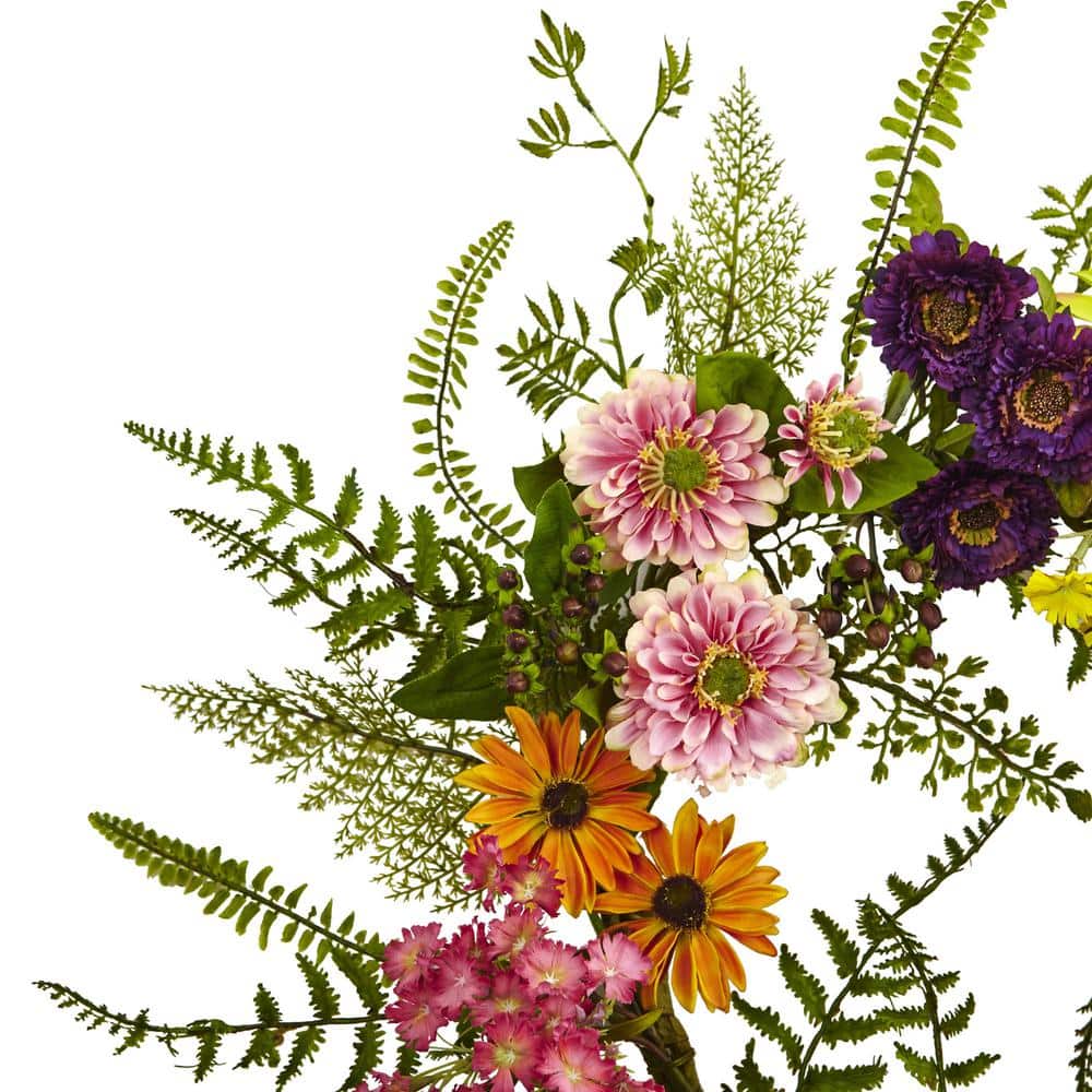 22-Inch Multicolor Polyester Artificial Floral Wreath