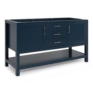 Bayhill 60 in. W x 21.5 in. D x 34.5 in. H Double Freestanding Bath Vanity Cabinet Only in Midnight Blue