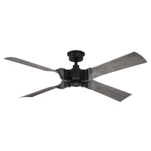Fortra 56 in. Matte Black Indoor Ceiling Fan with Remote Control