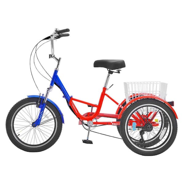 SKYSHALO Folding Adult Tricycle, 20 in. 7-Speed Adult Folding