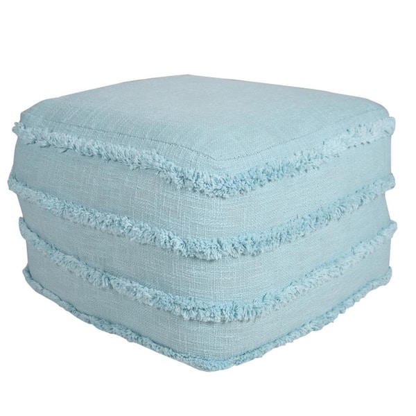 Unbranded Solid Bright Blue 18 in. x 18 in. x 14 in. Textured Stripe Pouf Ottoman