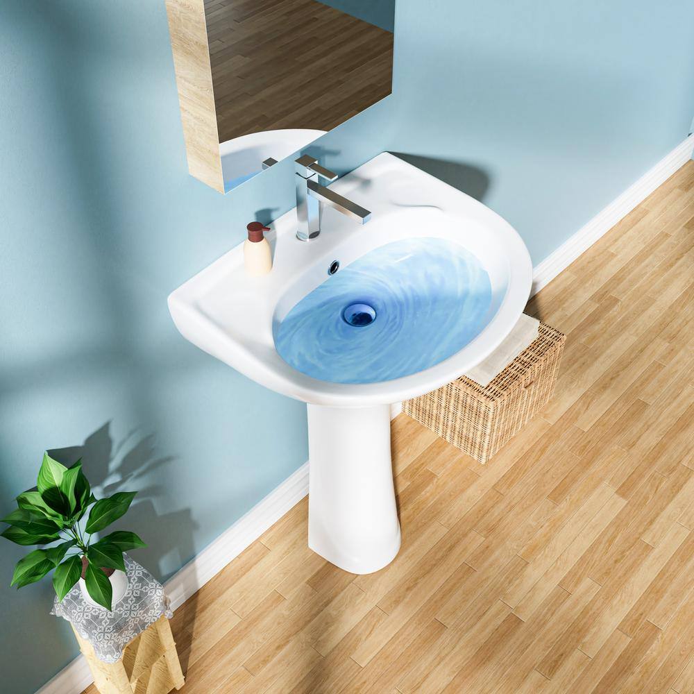 22 in. White Gloss Ceramic U-Shape Pedestal Sink