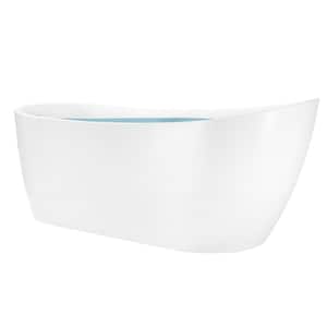 54 in. Fiberglass Slipper Flatbottom Non-Whirlpool Bathtub in Glossy White