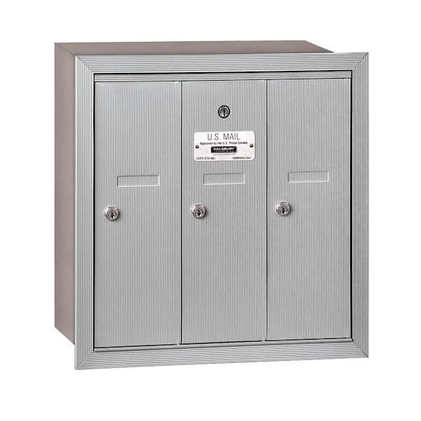 Salsbury Industries Aluminum Recessed-Mounted USPS Access Vertical Mailbox with 3 Door
