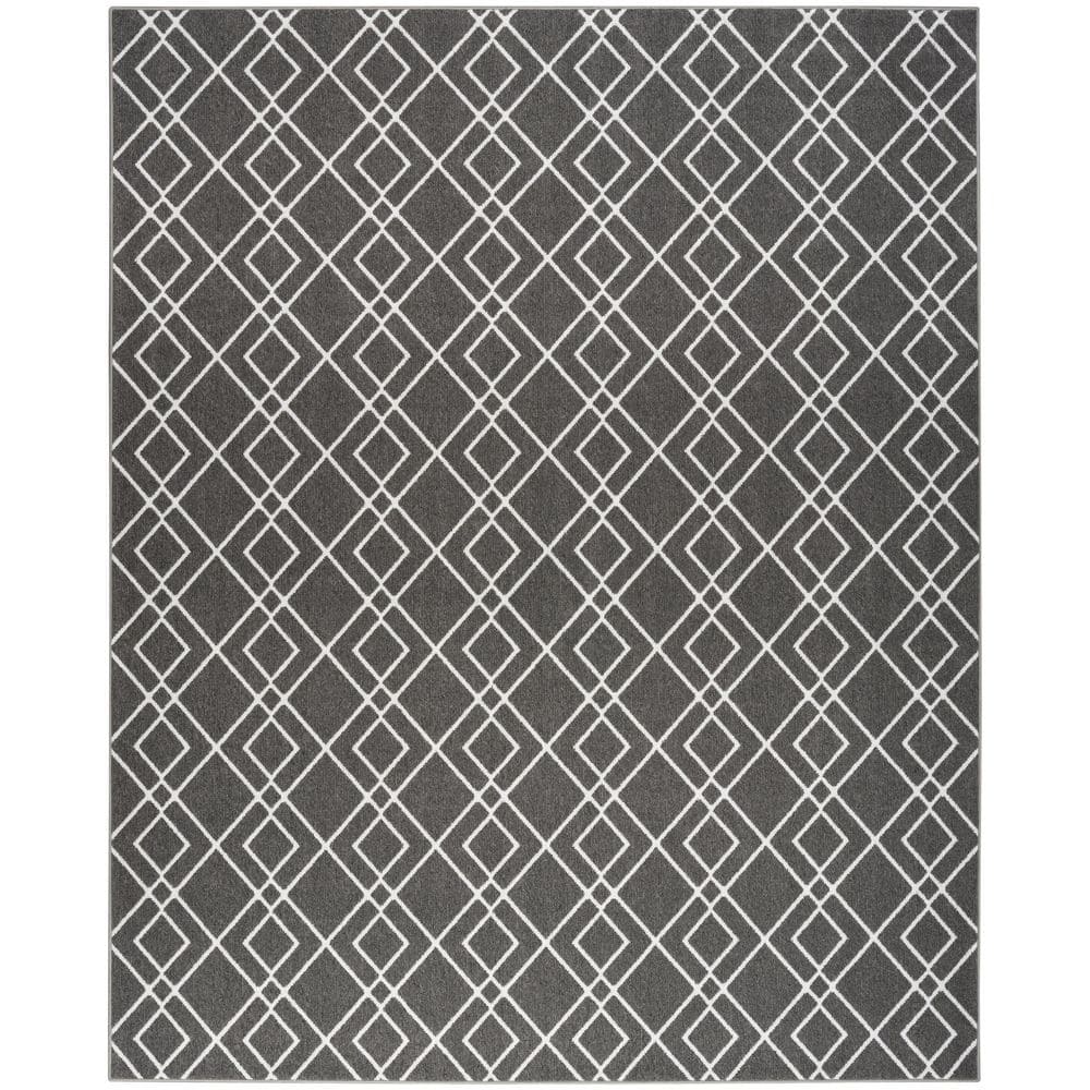 Charcoal Geometric Power-Loomed Synthetic Rug 8' x 10'