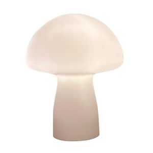 Mushroom 9.05 in. Modern Bedside Table Lamp with Frosted White Glass Shade(Set of 1)