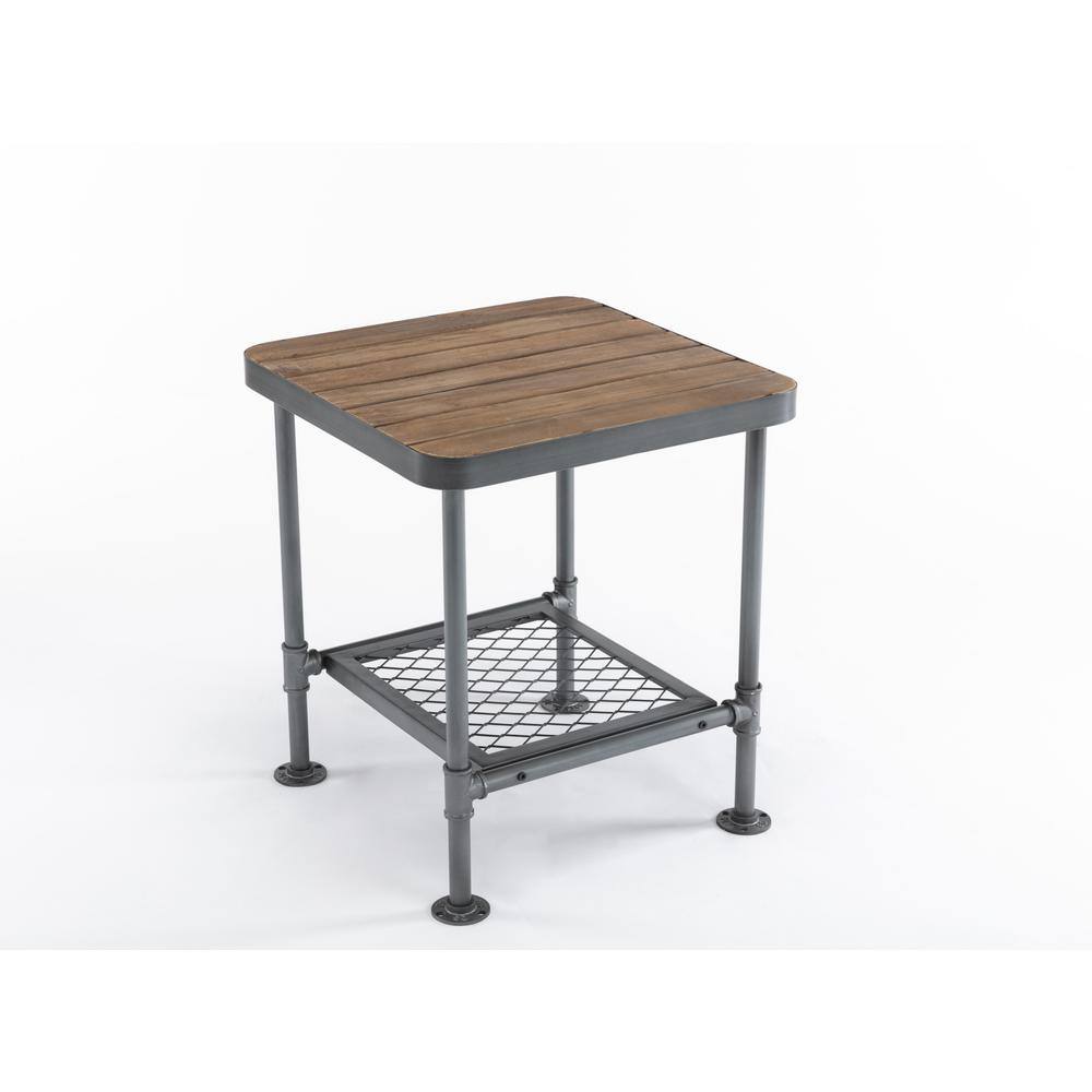 Newport Industrial Gray & Natural Fir Wood Square End Table