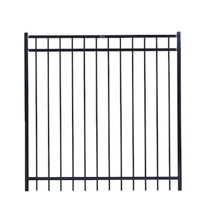 Versai Flat Top Design 5 ft. W x 5 ft. H Gloss Black Steel Fence Gate