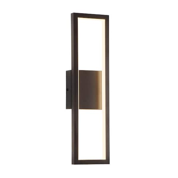 UMEILUCE 18 in. 1-Light Black Integrated LED Wall Sconce for Living ...