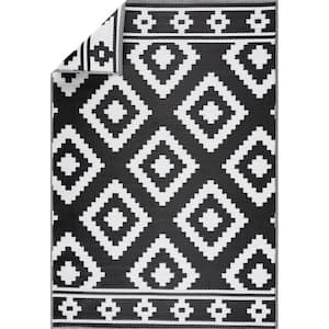 Milan Design Black and White 4 ft. x 6 ft. Size 100% Eco-friendly Lightweight Plastic Indoor/Outdoor Area Rug