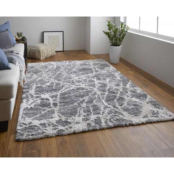 2 X 8 Gray, Ivory Abstract Area Rug