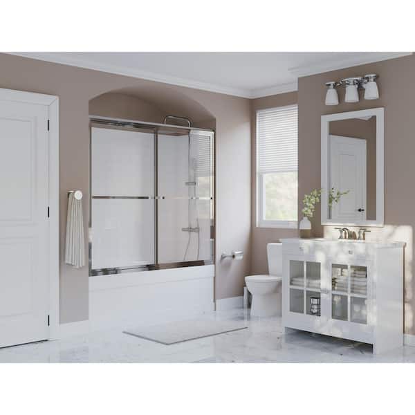 Coastal Shower Doors Paragon 52 in. to 53.5 in. x 56 in. Framed Sliding Tub Door with Towel Bar in Chrome and Clear Glass