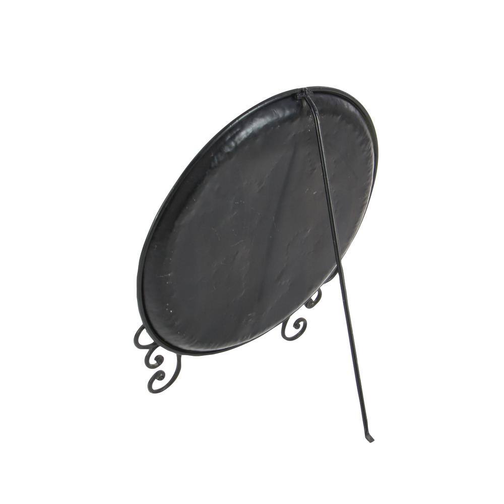 Brown Iron Fleur De Lis Embossed Round Charger with Stand