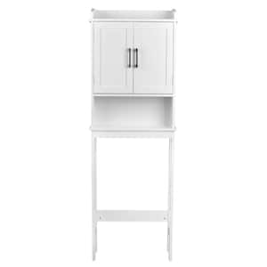 22.5 in. W x 67 in. H x 7.5 in. D White Bathroom Over The Toilet Storage Spacesaver Cabinet with 3-Shelf and Doors