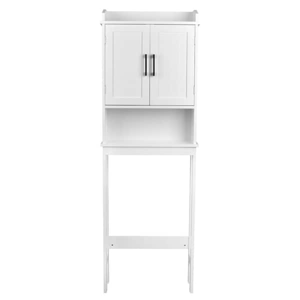 22.5 in. W x 67 in. H x 7.5 in. D White Bathroom Over The Toilet Storage Spacesaver Cabinet with 3-Shelf and Doors