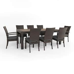 Deco 9-Piece Wicker Outdoor Dining Set with Sunbrella Charcoal Gray Cushions