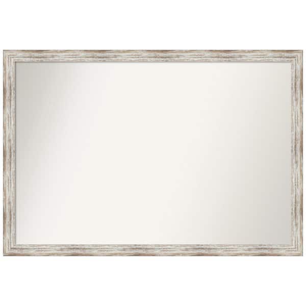 Amanti Art Distressed Cream 38.5 in. x 26.5 in. Non-Beveled Farmhouse Rectangle Wood Framed Wall Mirror in Cream