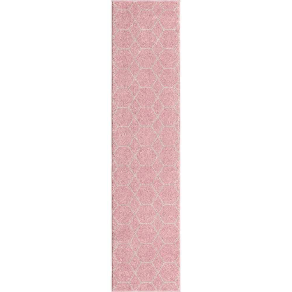 StyleWell Trellis Frieze Light Pink/Ivory 2 ft. x 8 ft. Geometric ...