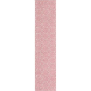 Trellis Frieze Light Pink/Ivory 2 ft. x 8 ft. Geometric Runner Rug