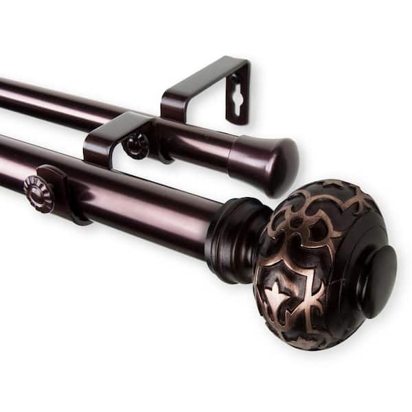 Rod Desyne Maple 28 in. - 48 in. Adjustable 1 in. Dia Double Curtain Rod in Bronze