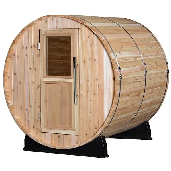 ALMOST HEAVEN SAUNAS Pinnacle Cedar 4-Person Electric Barrel Sauna  AHBRL66RU - The Home Depot