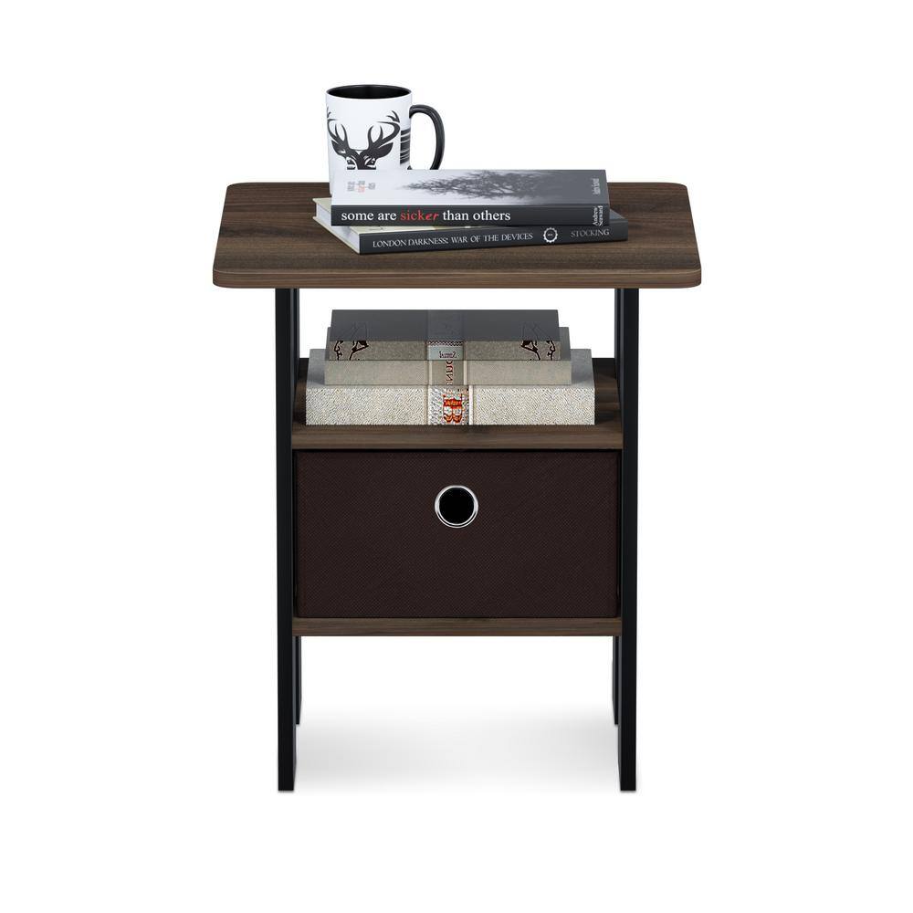 French Oak Grey and Black Storage End Table - thumbnail 10