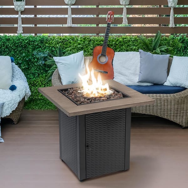 Laurel Canyon Lava Rocks 48000 Btu 28, Tabletop Lp Gas Fire Pit With Electronic Ignition And Lava Rocks