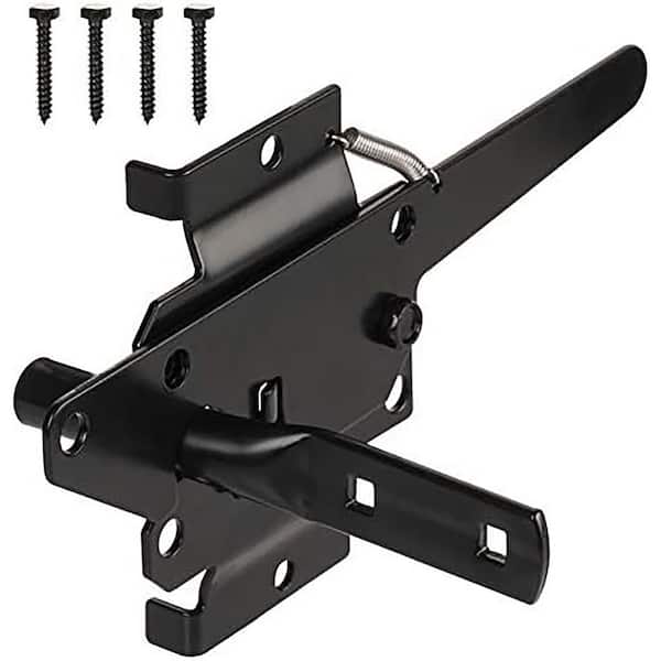 Unbranded Heavy Duty Self Locking Gate Latch Hardware for Wood/Vinyl Fence Automatic Fingertip Release Black Finish