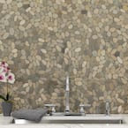 MSI Sliced Pebble Truffle 12 in. x 12 in. x 0.38 in. Tumbled Marble Mesh-Mounted Mosaic Tile (9.7 sq. ft./case)