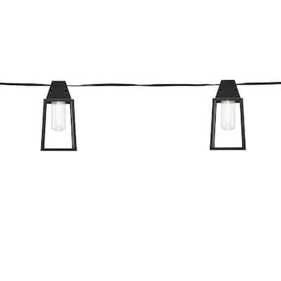 10-Light 12 ft. Black Outdoor Plug-In Integrated LED Edison String-Light