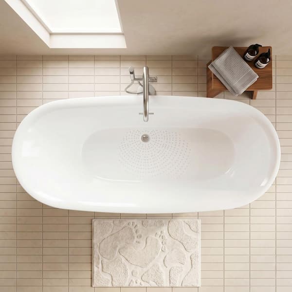 ANZZI 59 in. x 30 in. Freestanding Soaking Bathtub in Glossy White