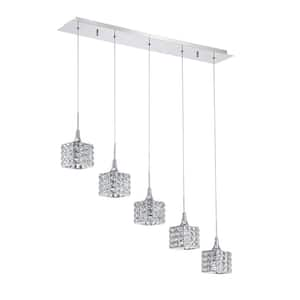 SHIMERA 5 Light Chrome, Clear Crystal Pendant LightClear Crystal Shade