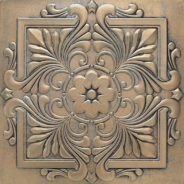 Victorian Aged Copper 1.6 ft. x 1.6 ft. Decorative Foam Glue Up Ceiling Tile (259.2 sq. ft. /case)