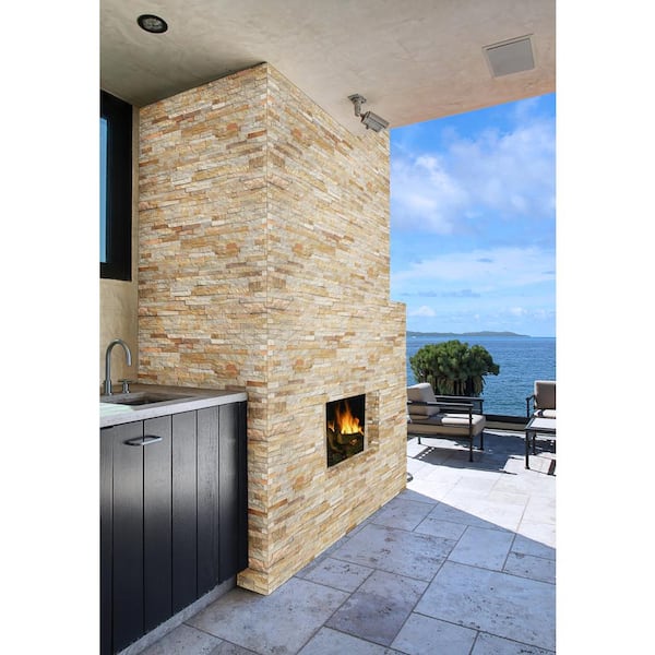 Sparkling Autumn Ledger Corner 6 in. x 6 in. Splitface Quartzite Wall Tile (2 sq. ft. / case)