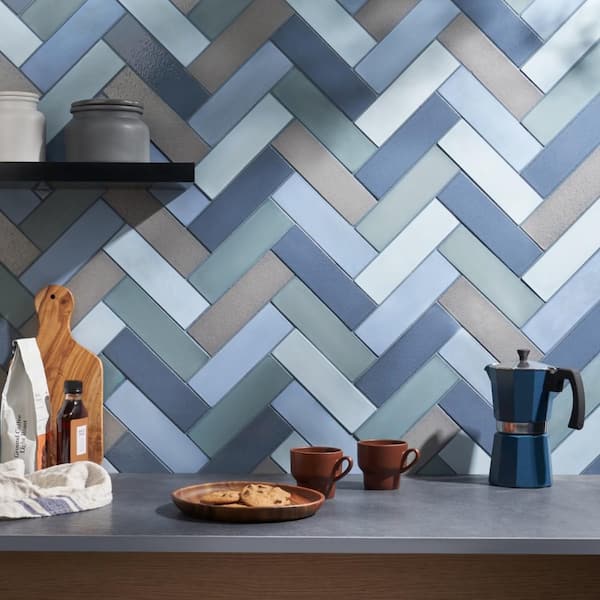 Vibe Lake Blend 2.36 in. x 7.87 in. Matte and Glossy Cement and Lava Stone Subway Wall Tile (3.88 sq. ft./Case)