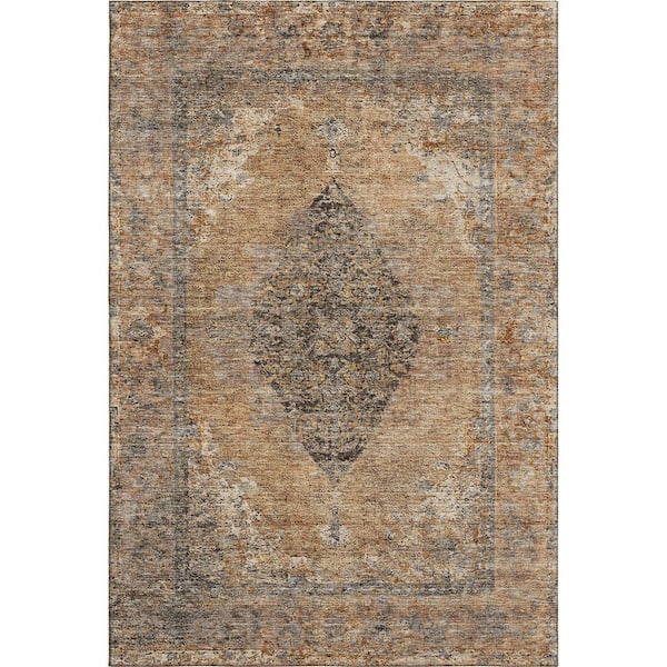 Mayfield Premium Machine Washable Abstract AMF2021 Copper 5 ft. x 7 ft. 6 in. Area Rug