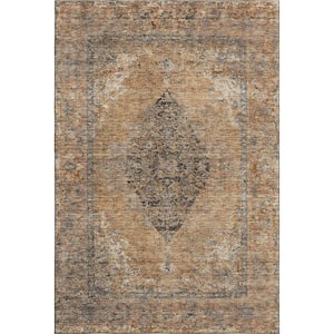 Mayfield Premium Machine Washable Abstract AMF2021 Copper 9 ft. x 12 ft. Area Rug