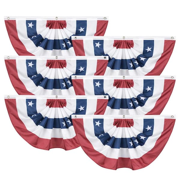 Afoxsos 1.5 ft. x 3 ft. Polyester Fabric USA Pleated Fan Flag (6-Pieces)