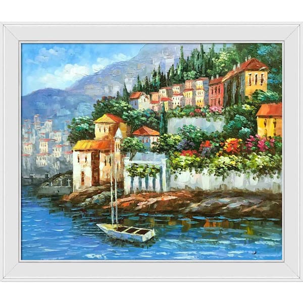 LA PASTICHE Italy at Dusk by Unknown Artists Gallery White Framed Country Oil Painting Art Print 24 in. x 28 in.