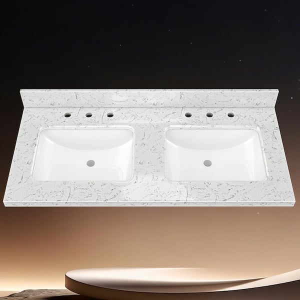 santeです。 Zeafive CTK 54 in. W x 22 in. D Engineered Stone Rectangular