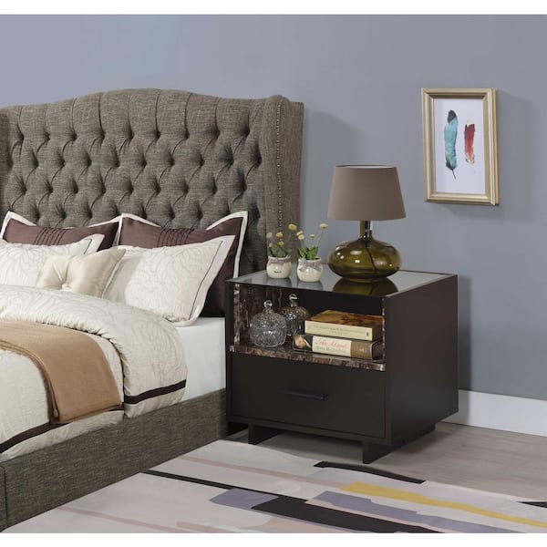 Acme Furniture Dayle Espresso and Faux Marble Nightstand
