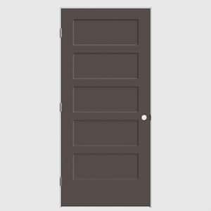 36 in. x 80 in. 5-Panel Bayshore Right-Hand Hollow Willow Wood Composite Single Prehung Interior Door w/ Flat Jamb