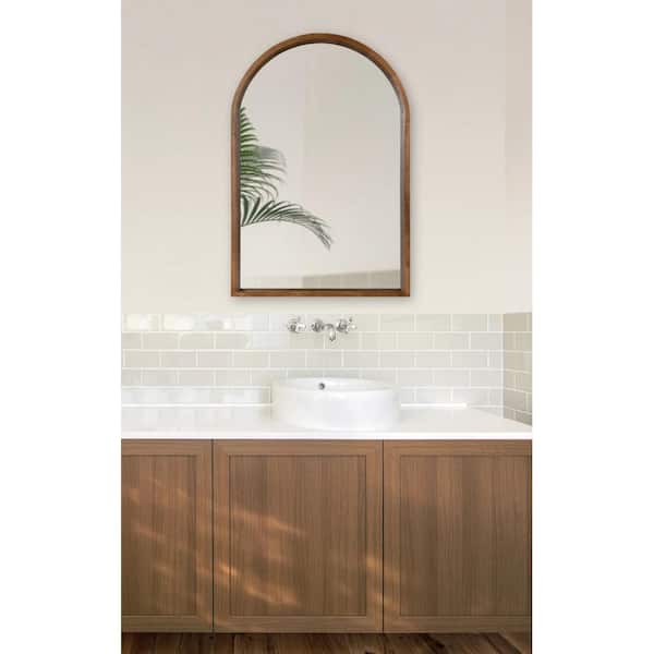 Medium Arch Rustic Brown Classic Mirror (36 in. H x 24 in. W)