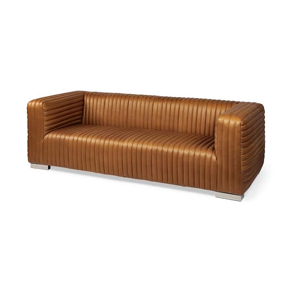Mercana Ricciardo Cognac Leather Wrapped 3-Seater Sofa